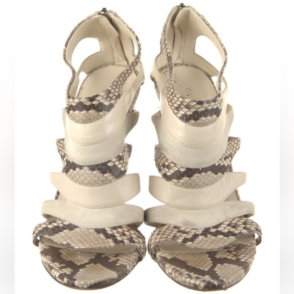 Gucci Cream Python Strappy Sandals - image 3